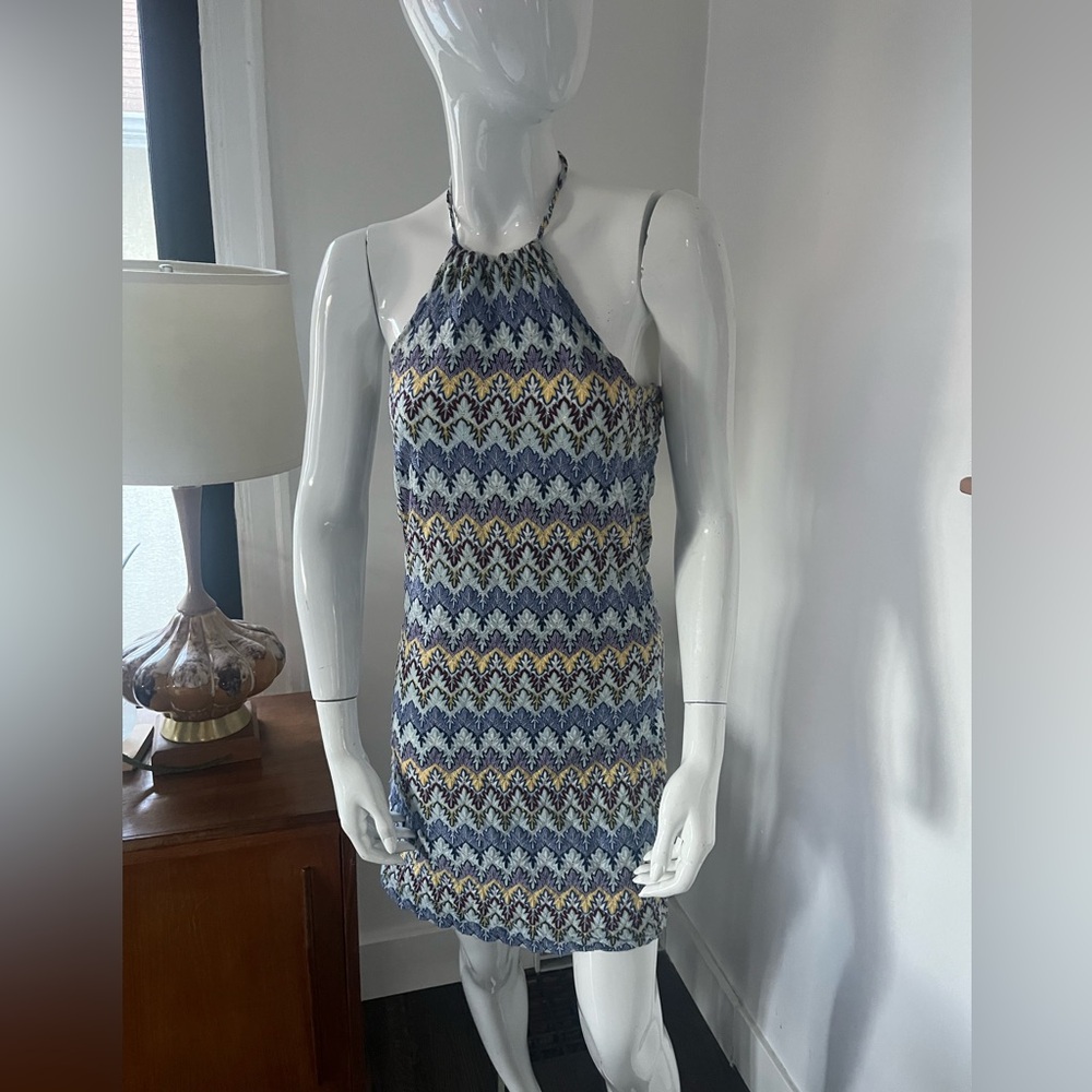 Asics Chevron Knit Mini Dress - Blue, Yellow, Black